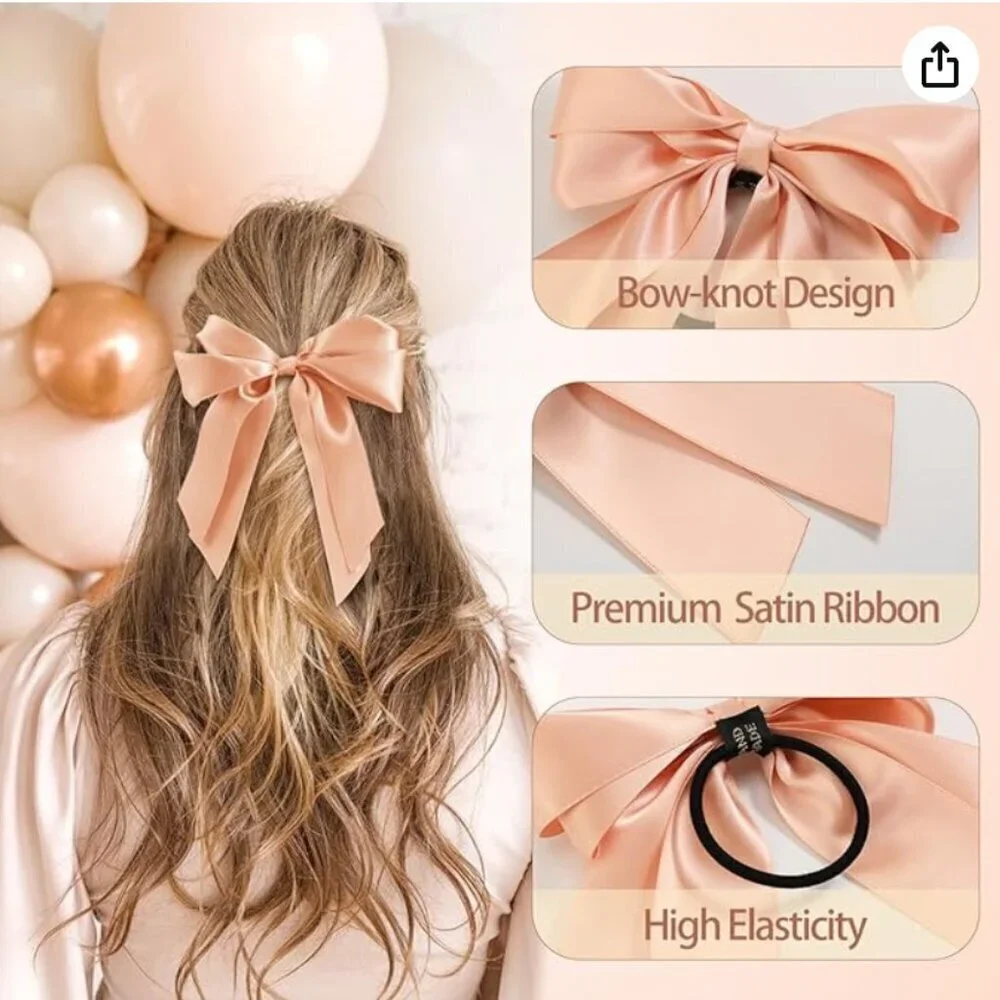 6 Pack Bow Hair Scrunchies NEW